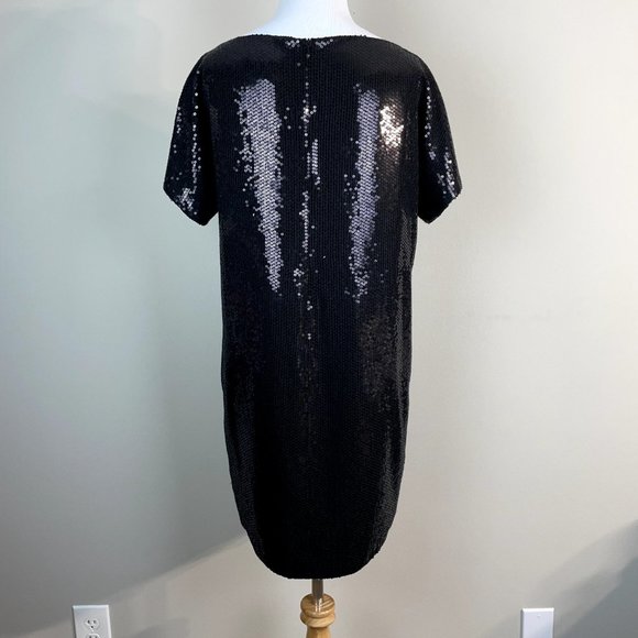 Robert Rodriguez Dress Womens 6 Black Sequin Mini Shift Short Sleeve Cocktail - Picture 6 of 12